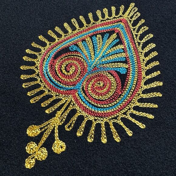 VTG 70s 80s Velvet Vest Embroidery Boho Women’s Size S-M Black Gold Jimi Hendrix - Picture 6 of 8